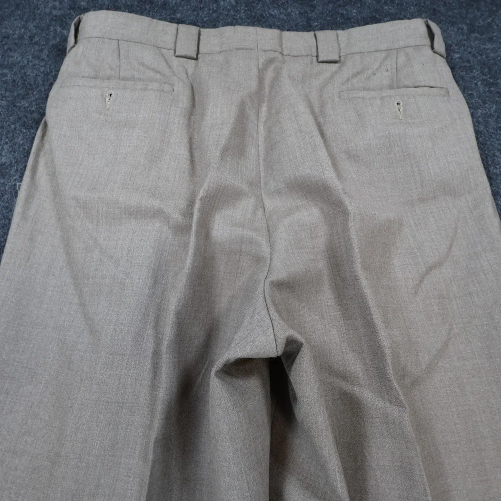 Tallia Uomo Dress Pants Mens 34R Tan Wool Pleated Cuffed Slacks Trousers